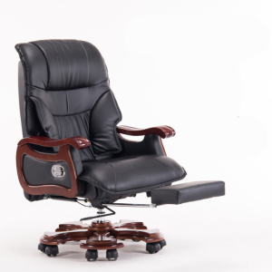 Ghế chủ tịch tay gỗ bọc da cao cấp có massage đa điểm có gác chân ngả lưng chế độ lắc lư thư giãn