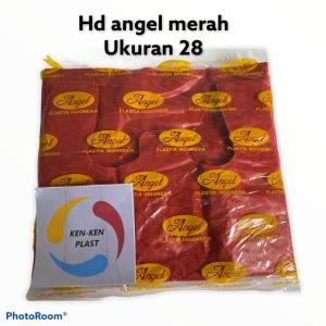 KANTONG PLASTIK/KANTONG KRESEK HD MERAH/KANTONG PLASTIK MERAH/KANTONG KRESEK MERAH UKURAN 28 & 40 MEREK ANGEL 350 405 GRAM TERMURAH DAN BERKUALITAS