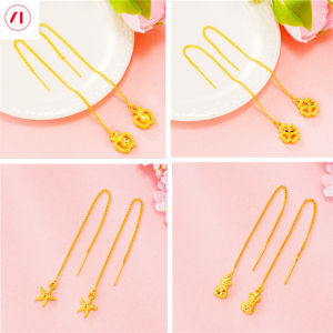 XT đồ trang sức Hàn Quốc 24k Hoa Tai Tua Rua Apple bốn lá cỏ ba lá thời trang hoa tai sợi 916 mạ vàng gốc