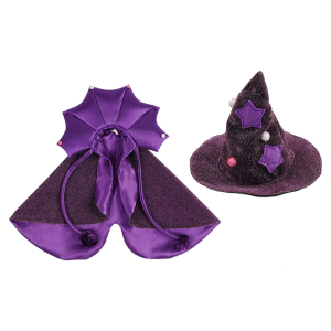 ชุดฮาโลวีนสำหรับแมวสัตว์เลี้ยงหมวกแม่มดชุดเสื้อคลุมสวมง่ายใส่สบายไปงานปาร์ตี้