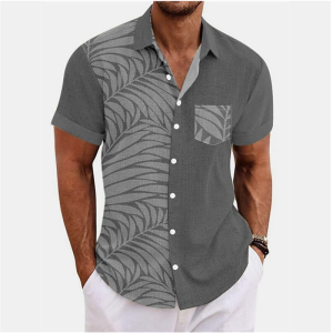 Mens Shirts 2026 Summer Hawaiian Shirt Leaf Print 6 Colors Outdoor Street Short Sleeve Clothing Sports Fashion Designer 5XL