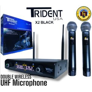Trident X2-BLACK Professional UHF Wireless Microphone System and 30 Adjustable Frequency Set