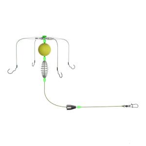 Fishing Feeder Line Set with 4 Hook and Float Baits Lure Cage Basket Trap Fishing Hook Anti Winding Baits Cage Float