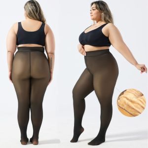 60-110kg Women Plus Leggings Thickened First line Crotch Dyed Black Skin transparent Pantyhose 2025 New Design Pants Tights