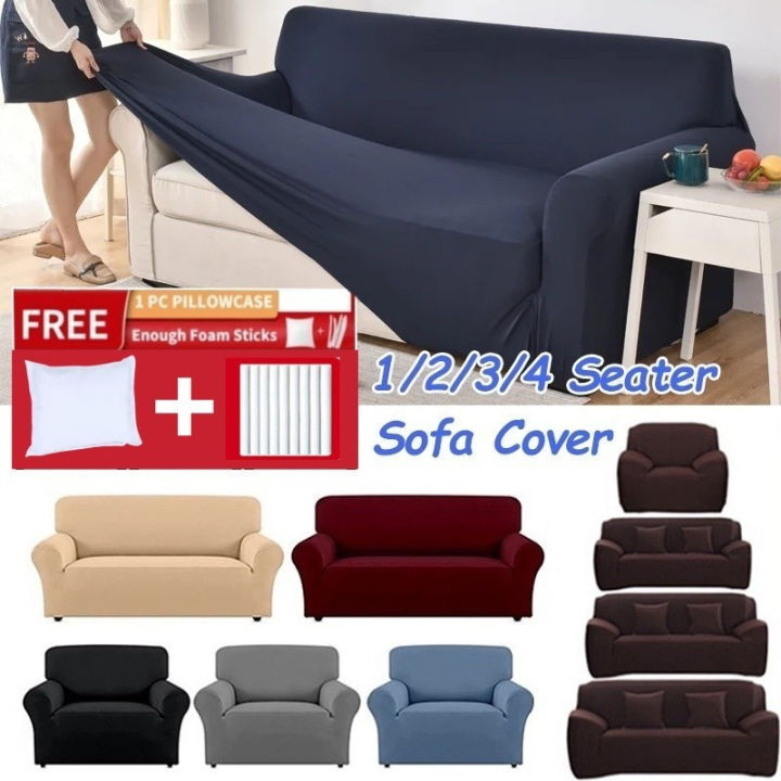 Sofa Cover 1/2/3/4 Seat L-shape Couch Cover Stretchable Removable ...