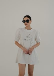 OFEYA - Nami Mini Dress - Casual Puffy Dress - Dress Linen Wanita