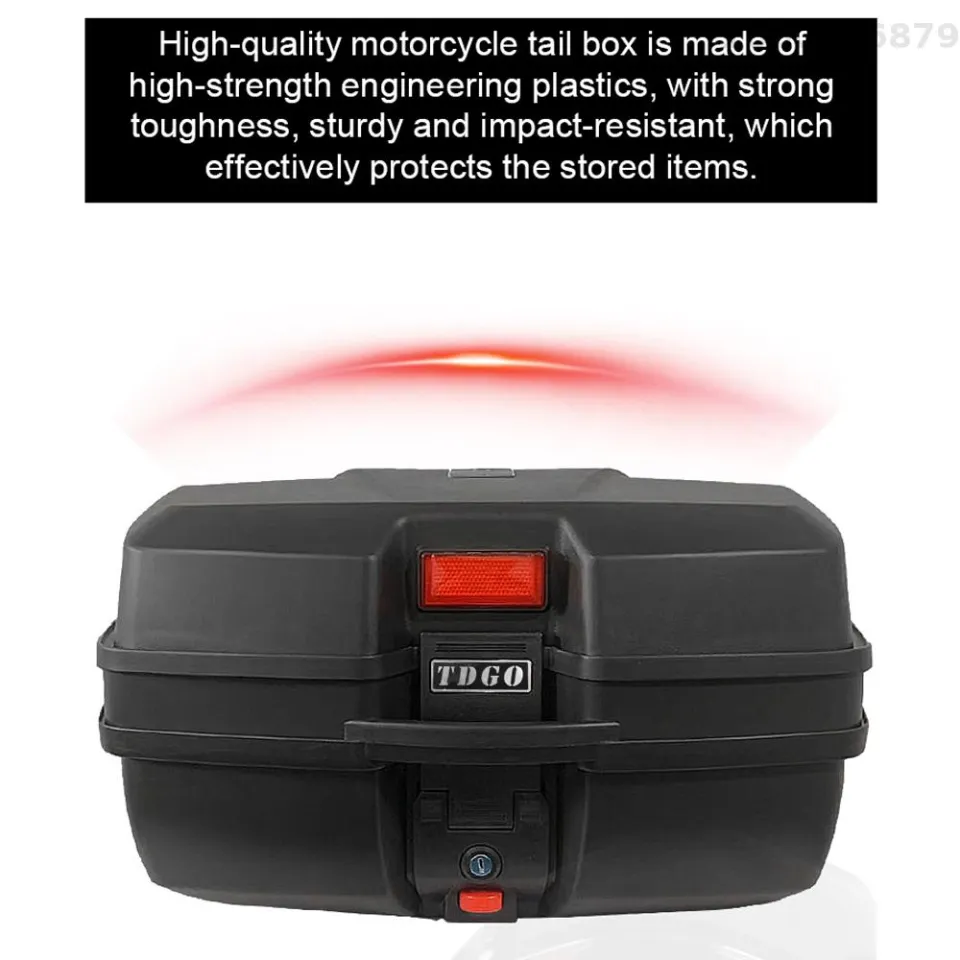 Motorcycle Rear Case 48L Universal Water Resistant With Lock Backrest Cushion Trunk Tail Luggage Box For Helmets Luggages Black 1 - View #2