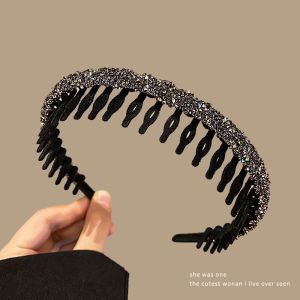 Rhinestone Flocking Headband High Quality Toothed Hairpin