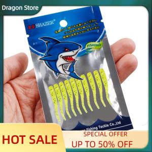 Dragon 10pcs 35mm 0.3g Lua Root Fishing Soft Bait Threaded Soft Bait Mini Soft Worm Straight Tail Lua Bait