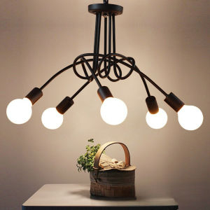 SXH  Nordic Clothing Store Cafe Living Room Bedroom Lighting American Country Retro Iron Art Multi-Head Branch Chandelier