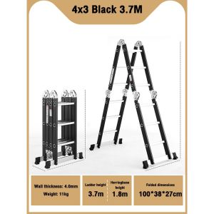 REAIM Heavy Duty Aluminum Folding Ladder with Thickened Steps Anti-Slip Portable Multi-Purpose Ladder for Work