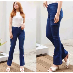 Celana Cargo Cutbray Stretch Highwaist Jeans Big Size Jumbo 27-42