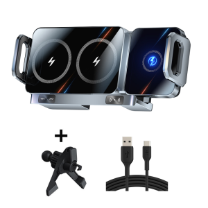 Wekey 15W Fast Charging Car Phone Mount Wireless Charger Strong Sucker Automatic Opening And closing Car Holder Mounts Free Rotation For Apple or Android