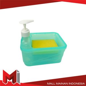 MallMainan-C1001 Tempat Sabun Cuci Piring Petak 2IN1 650ML dengan Pump Free Spons / Tempat Sabun