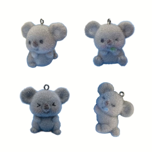 Resin Flocking Lovely Koala Keychain Accessory Featuring Adorable Tilted Head Designs for Animal Lovers Daily Use