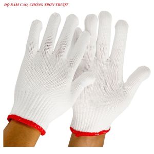 Găng tay làm vườn găng tay bảo hộ lao động chất liệu vải sợi Polyester màu trắng 50gr