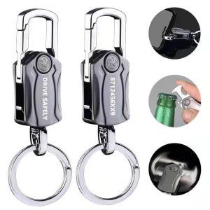4in1 Fidget Cube Keychain Car Key Holder 360-degree Rotating Keyring Zinc Ally Bottle Opener Car Pendant Gift