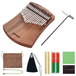 [ammoon]17-Key Thumb Piano Kalimba Camphorwood C Tone with Carry Bag Music Book Musical Scale Stickers Tuning Hammer Accompaniment Chain Tassel Decoration Finger Protector Musical Gift