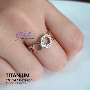 CIncin Titanium Hexagon Mata Model Kasual Stylish untuk anda yang berjiwa muda Awet Anti Karat Bisa dipakai sehari-hari Perhiasan Fashion IMport Kualitas premium cnt147