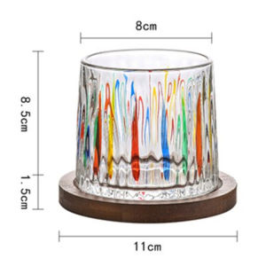 แก้วน้ำชาแก้ว ถ้วยลดแรงกดแบบแมนนวล ดื่มน้ำ เนื้อสามมิติ ทําความสะอาดง่าย ใส ทนต่ออุณหภูมิสูง