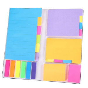 Leather Planner Adhesive Note Set PU Notebook with Color Coded Adhesive Label for Home Office & School Organization