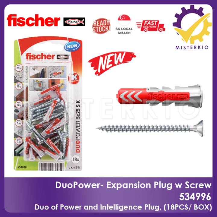 FISCHER%20DUOPOWER%20Expansion%20Wall%20Plug%20with%20Screw%20Set,%2018PCS/%20BOX,%205x25MM,%20Easy%20installation%20for%20home%20uses,%20534996%20-%20Image%202