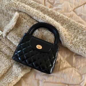 Quilted Shiny Leather Small Handbag with FREE Chain Strap