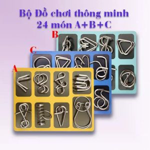 Đồ Chơi Combo 24 Móc Khoá IQ Phát Triển Trí Tuệ Cho Be - 3 SET 8 Móc Khoá Xoắn Não Hack IQ với các mức độ hack não