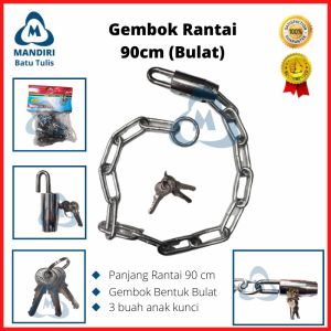Gembok Rantai Sepeda / Motor / Pagar - Gembok Rante 90cm 3 Anak Kunci Konci
