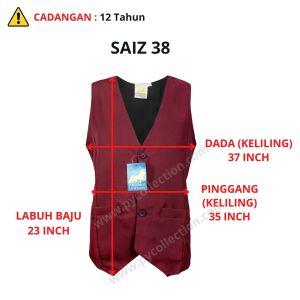 PRESIDENT UNIFORM VEST MAROON PENGAWAS READY STOCK !!! VEST SEKOLAH RENDAH DAN MENENGAH - PV005