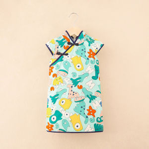 Girls Cheongsam Dress Improved Version Chinese Costume Spring Festival Kids New Years Clothing Baby Girl Clothes