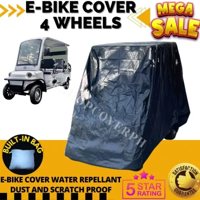 E BIKE GOLF TYPE FOUR WHEELS WITH BACK PASSENGER SEAT AND ROOF FULL COVER WATER REPELLANT