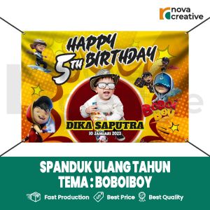 Cetak Spanduk Ulang Tahun Anak Tema Boboiboy Free Desain