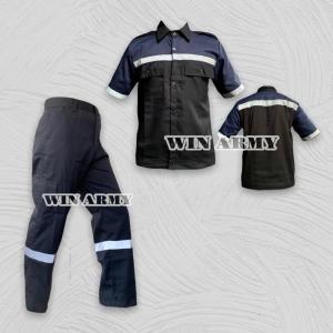 Atasan Kerja Lengan Pendek Kombinasi / Wearpack Safety / Baju Proyek / Baju Bengkel / Kemeja Pendek Murah