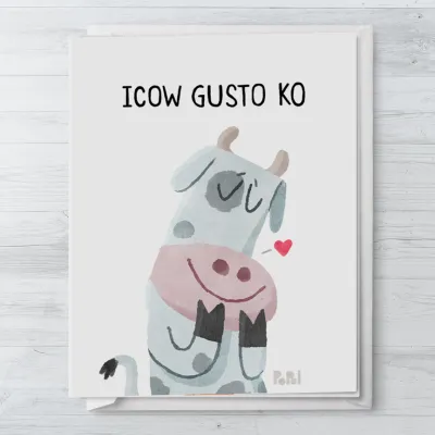 Popol - Icow Gusto Ko - Love Greeting Card Anniversary Valentines Cute Sweet Romantic I Love You Card Lambing