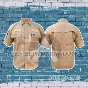 Grosir Kemeja Tactical Hexagon Kemeja Kemeja Lapangan Bahan Drill Katun Kemeja tactical pria Hexagon Pendek outdoor lapangan