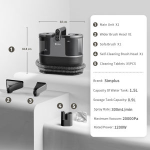 【Flagship Pro】Simplus 9-in-1 Spot&Fabric Cleaner 110°C High-Temp Steam 70°C Hot Water 22kPa 2.3L Tank BYJH003