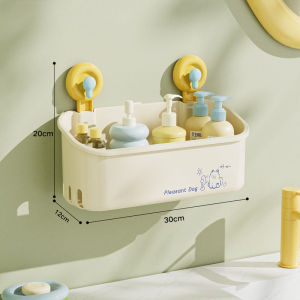 Mutua ชั้นเก็บของในห้องน้ํา ชั้นวางถ้วยดูดแบบถอดได้ ไม่ต้องเจาะ มีรูระบายน้ํา ความจุขนาดใหญ่