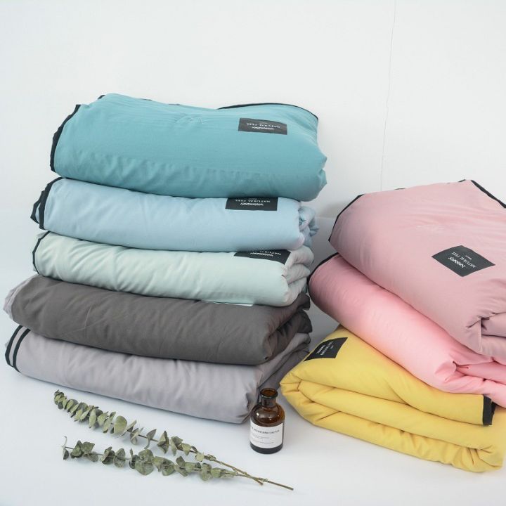 Washed Cotton Solid Color Blanket Soft Breathable Air Condition Quilt Comforter Single King Size