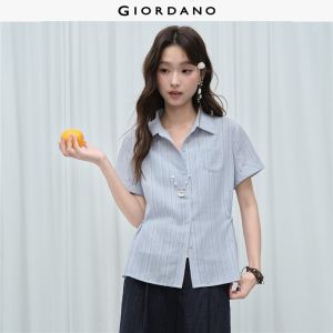 Giordano Women Striped button adjustable waist shirt Free Shipping 18346104