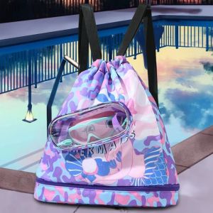 BLACKON Dry Wet Separation Childrens Swimming Bag Shoe Compartment Waterproof Kids Beach Bag Washing Bag Cartoon Swimm Storage Bag Water Sports