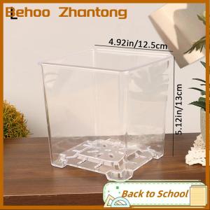 Behoo Square Transparent Acrylic Flower Pots Breathable Bonsai Plant Pot Desktop Decoration For Garden Yard Living Room Balcony