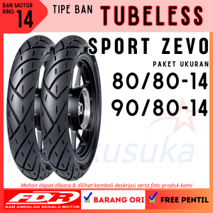 FDR Paket Ban Motor SPORT ZEVO 80/80-14 & 90/80-14 Tubeless TL Ban Motor Metic Free Pentil