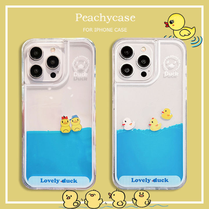 Creative Floating Lovely Swim Duck Flow Liquid Quicksand Phone