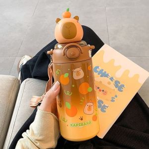 PREMIUM TUMBLER TERMOS CAPYBARA 600 ML PORTABLE VACUUM CUP INSULATED BOTTLE HOT & COOL STAINLESS STEEL 316 / COFFEE TUMBLER / TERMOS TAHAN PANAS & DINGIN