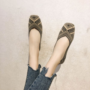 Knitted Soft-Soled Loafers Woven Shoes For Women Flat-Soled Breathable Shallow-Cut Princess Shoes For Spring