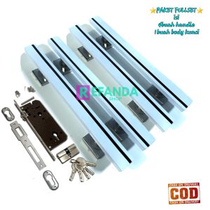 paket body kunci dan 4 buah gagang handle pintu rumah untuk pintu depan model kupu tarung dan daun pintu2