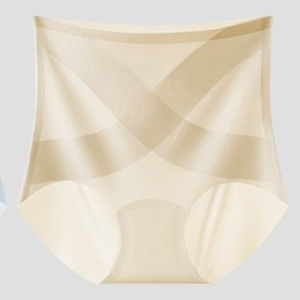 Ice Silk Without Trace To Lift The Buttocks Abdomen Trousers Mask Panties Female High-Waisted Tummy Tuck Ultra-Thin Plastic Waist Buttocks To Collect Belly高腰收腹内裤