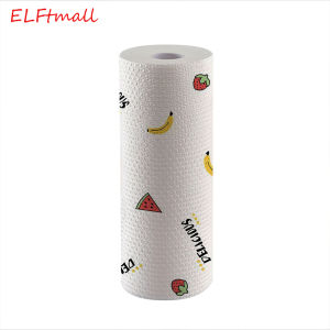 ELFtmall แผ่นซับน้ำมัน ทิชชู่อเนกประสงค์ กระดาษเช็ดจาน ดูดซับน้ำมันได้ดี ซักได้ ผ้าเช็ดจานใช้แล้วทิ้ง แบบม้วน กระดาษซับในครัว กระดาษทิชชู่ซับน้ำมัน