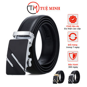 Thắt lưng nam cao cấp da bò 2 lớp Dây nịt khâu khoá tự động sang trọng lịch sự RK02